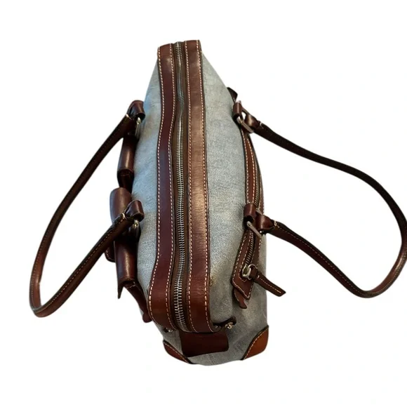 Dooney & Bourke Vintage Brown and Denim Shoulder Bag with Structured Design - Picture 11 of 16